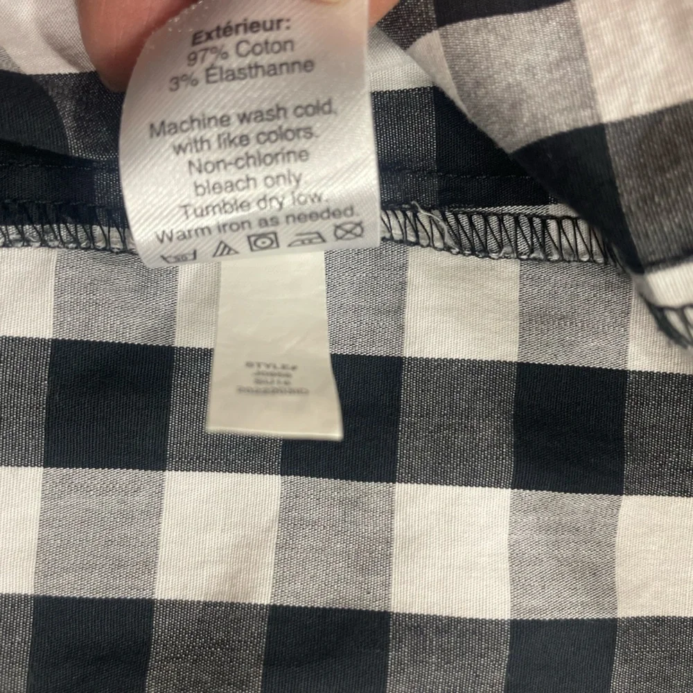 J. Crew Black and White Gingham Tie-Sleeve Mini Dress